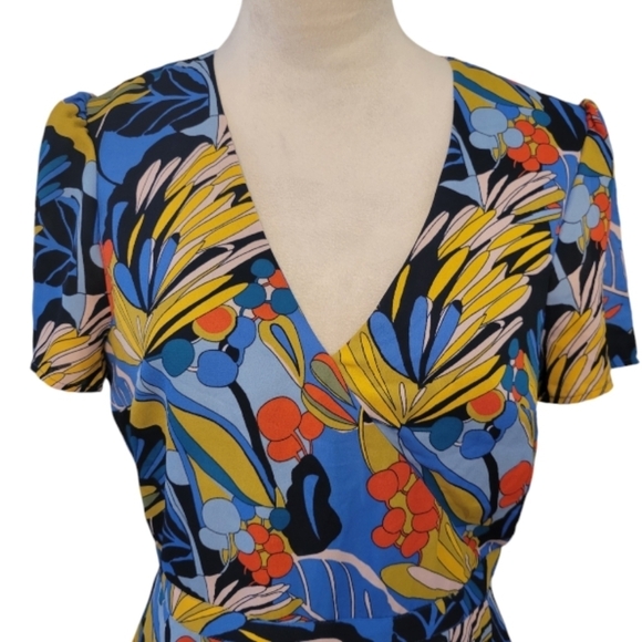 J. Crew Mercantile Bright Print Faux Wrap Dress Size 6 - Picture 3 of 6